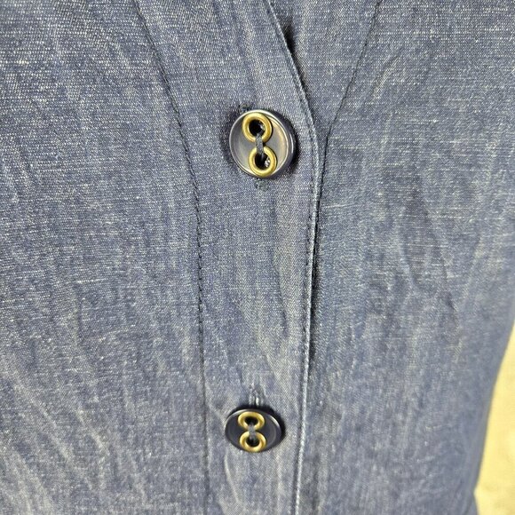 Trina Turk Size Small Blue Romper Cap Sleeve Button Front Zip Fly V-neck - Picture 4 of 14